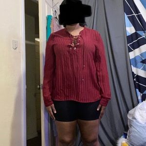 maroon blouse